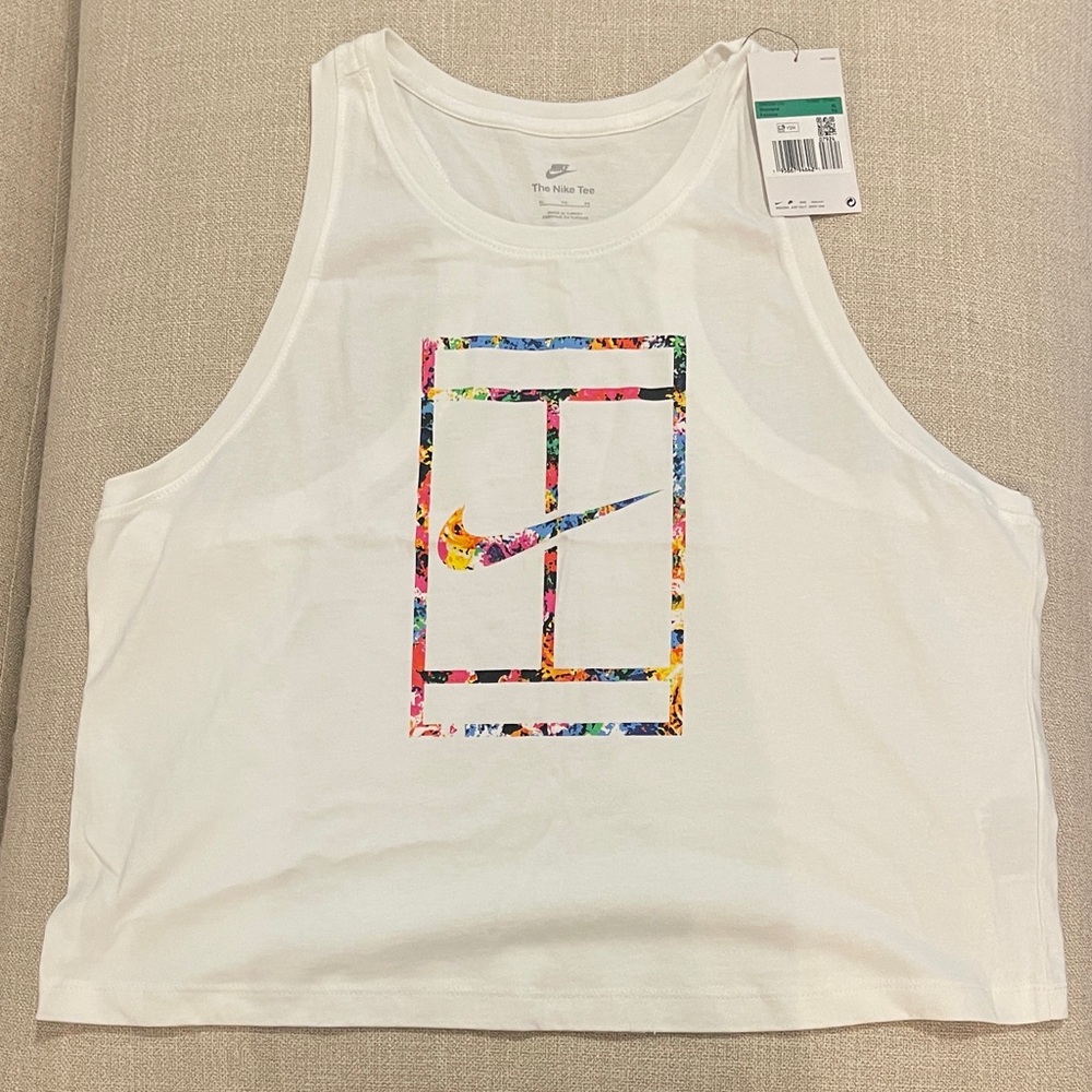 Nike White Tank with Multicolor Graphic